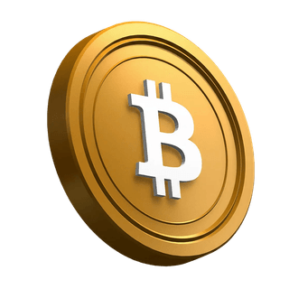 Przechylona moneta Bitcoin BTC pełniąca rolę elementu wizualnego w sekcji hero
